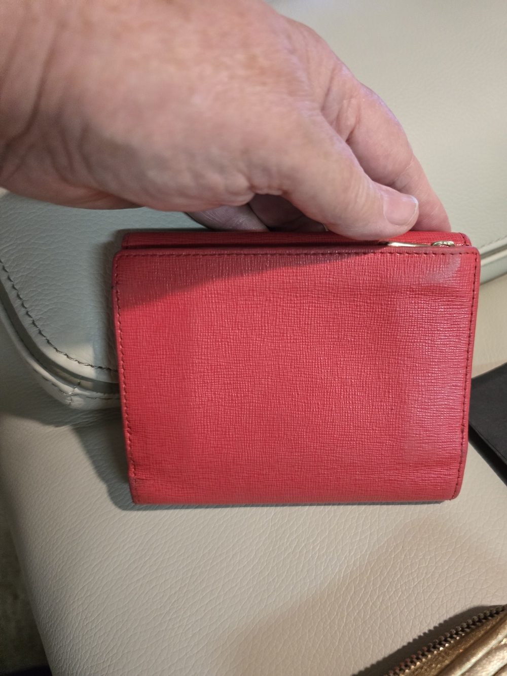 Furla Orange Red Leather Trifold Wallet Slight Rubbing Leather Paint Will Fix It - Picture 3 of 4